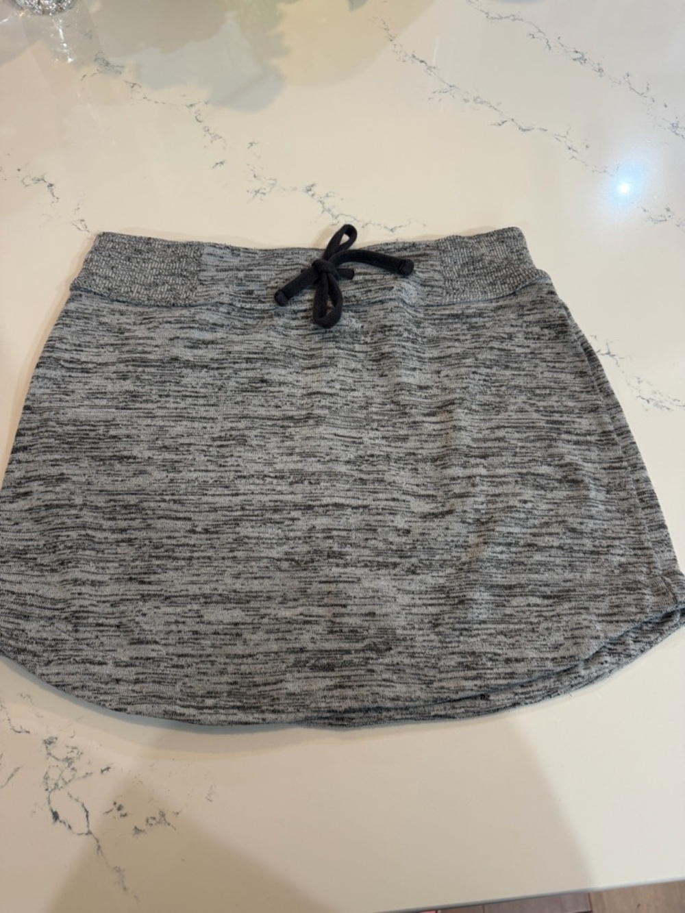 Athleta Heathered Gray Drawstring Mini Skirt